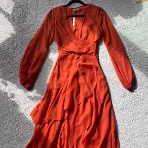 NWT ASOS Design MIDI Dress Orange US (2)/EU 32